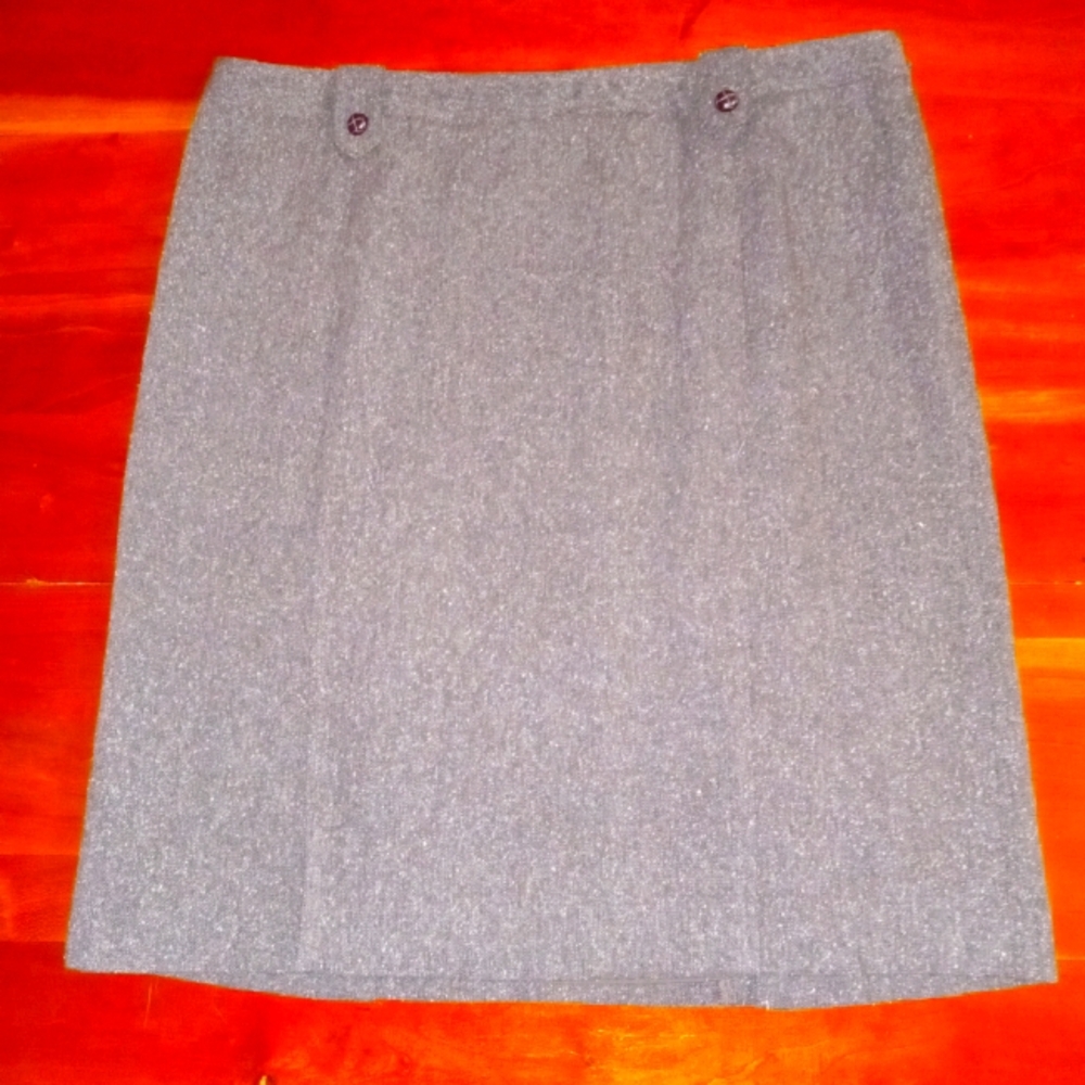 💣ANN TAYLOR BROWN SKIRT W/ BUTTON ACCENTS SZ 14P